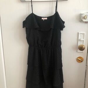 Parker Black Ruffled Swiss Dot Dress